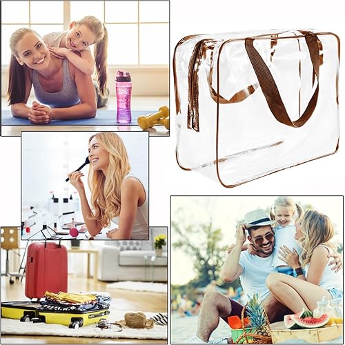 Miniatura 72 de Kit de aseo de viaje de viaje para hombres y mujeres, 3 piezas de PVC transparente, impermeable, organizador de embalaje de vinilo, bolsa con cierre