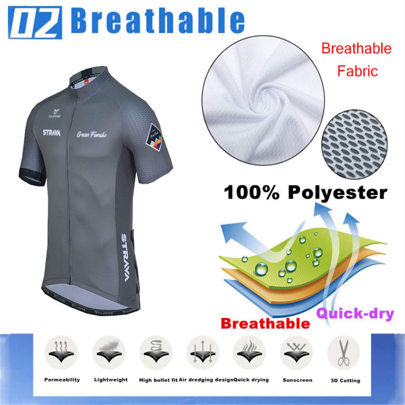 Completo Abbigliamento Ciclismo Uomo Giacca da Ciclismo + Shorts da Ciclismo con Gel Pad Anti-Sweat Anti-UV Abbigliamento per Bici da MTB