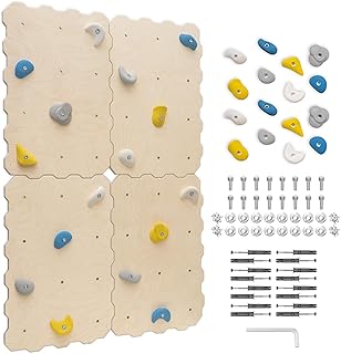 MAMOI® Mur d’Escalade en Bois pour Une Utilisation intérieure avec 16 Prises d’Escalade | Ensemble d’Escalade avec Panneaux et Prises | Panneau en Bois Multicouche