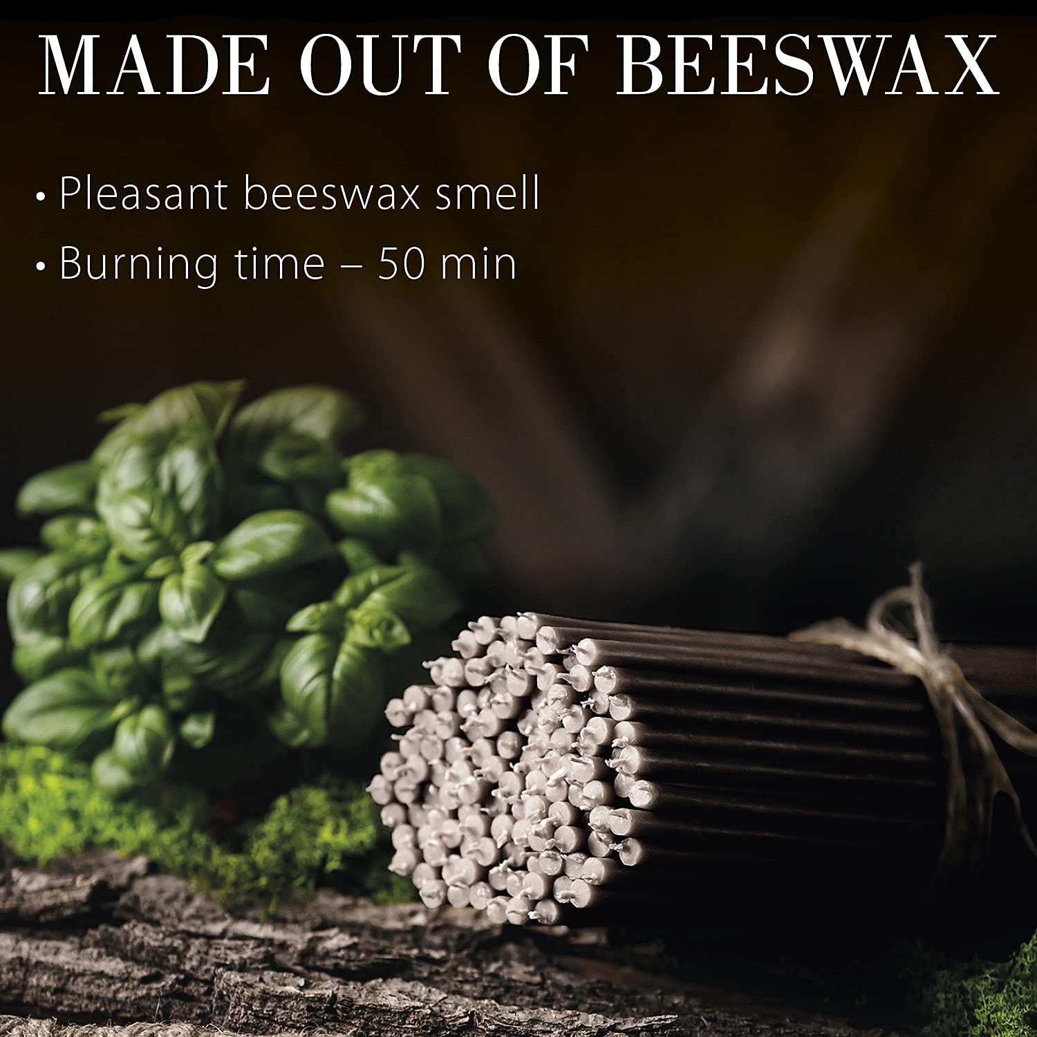 Danilovo Pure Beeswax Taper Candles - No-Drip, Smoke-Less, Tall, Thin Decorative for Church Prayer, Decor or Birthday Honey Scented 6.5