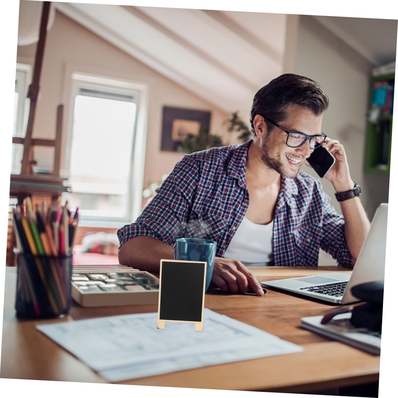 FUNOMOCYA 6Pcs Chalkboard Sign Simple Tabletop Message Boards for Weddings Parties Home Decor Erasable Blackboard for Events Plant Decoration