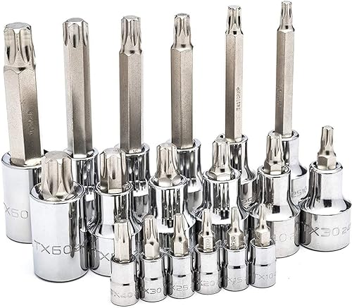 Miniatura 2 de SATA Juego de llaves Torx de 18 piezas unidad de 14 pulgada y 12 pulgada con brocas largas y cortas en una caja de almacenamiento verde - ST09052SJ