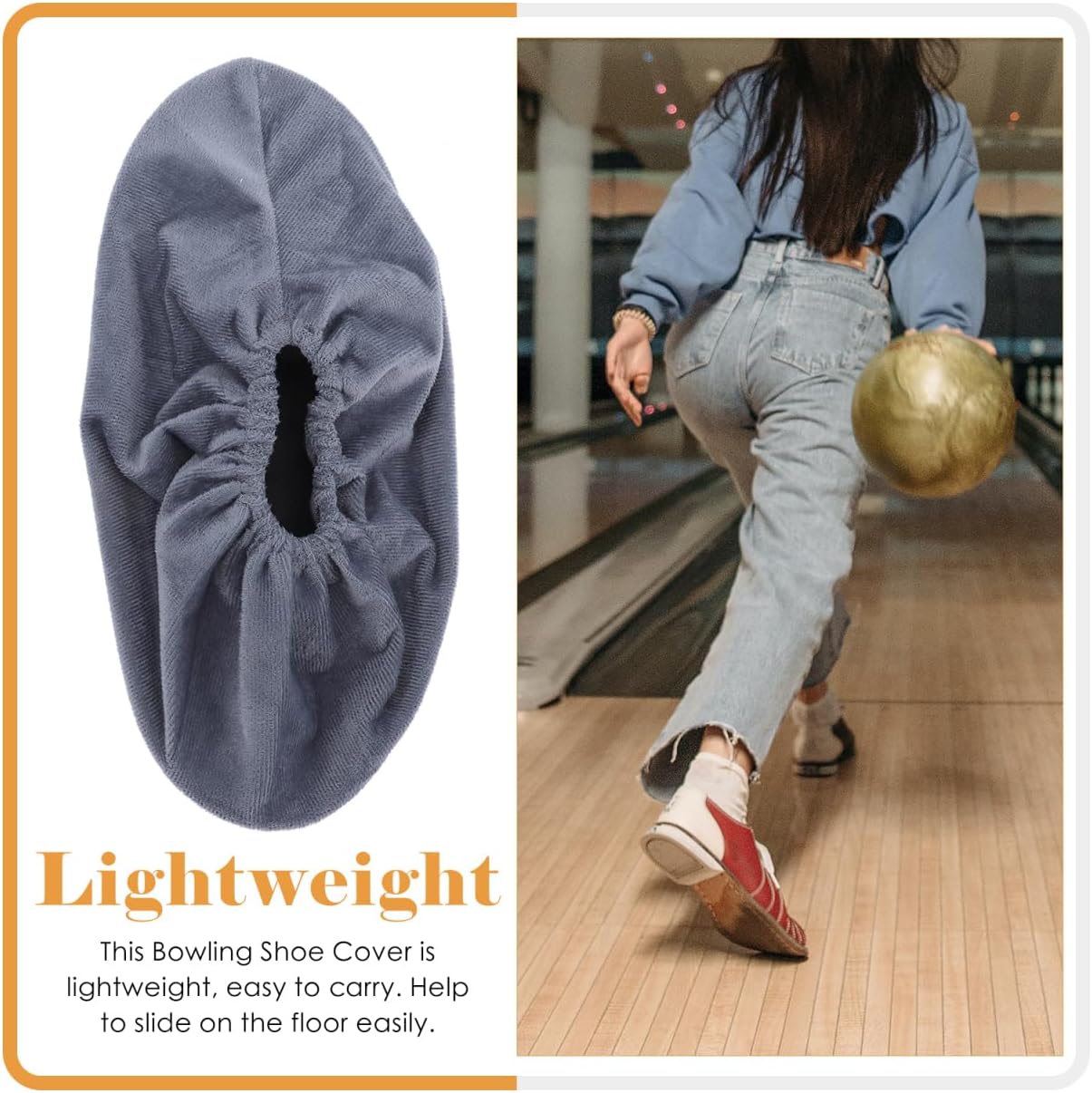 2 Pairs Bowling Shoe Covers for Women & Kids: Non-Slip Fleece Fabric Reusable Washable Indoor Outdoor Sports Shoe Protectors (Silver Grey & Grape Purple Adult Size)