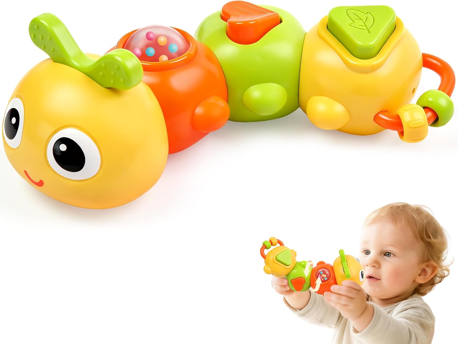 Montessori Sensory Toy for Baby 1 year old, Caterpillar Busy Board for Toddler 12-18 Month Airplane Travel Toy Roadtrip Car Activities 1st Birthday Gift Valentine Day Gift Easter Basket Stuffer