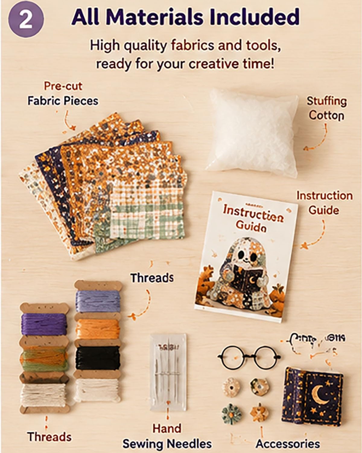 Little Ghost's Cozy Halloween DIY Patchwork Kit, Adorno de decoración Hecho a Mano, Regalo con Tela precortada, Kit de artesanía de Costura de Felpa de Fantasma Lindo Retro