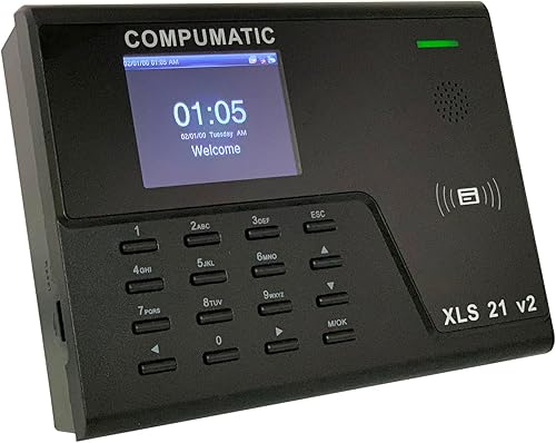 COMPUMATIC XLS 21 v2 PIN entrada y RFID tarjeta de identificación de proximidad sistema de reloj de tiempo, WiFi, software CompuTime101 incluido, 0