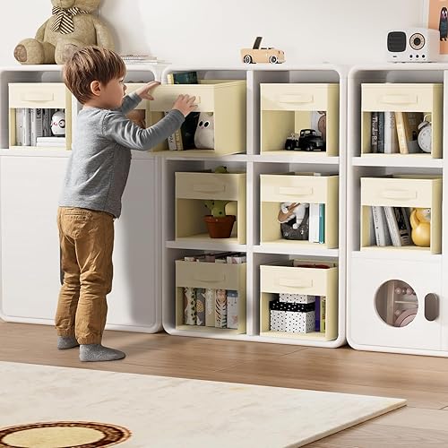 Miniatura 9 de DIMJ Cubos de almacenamiento, cubos de almacenamiento de 12 pulgadas con ventana, contenedores organizadores de tela con asa, cestas de