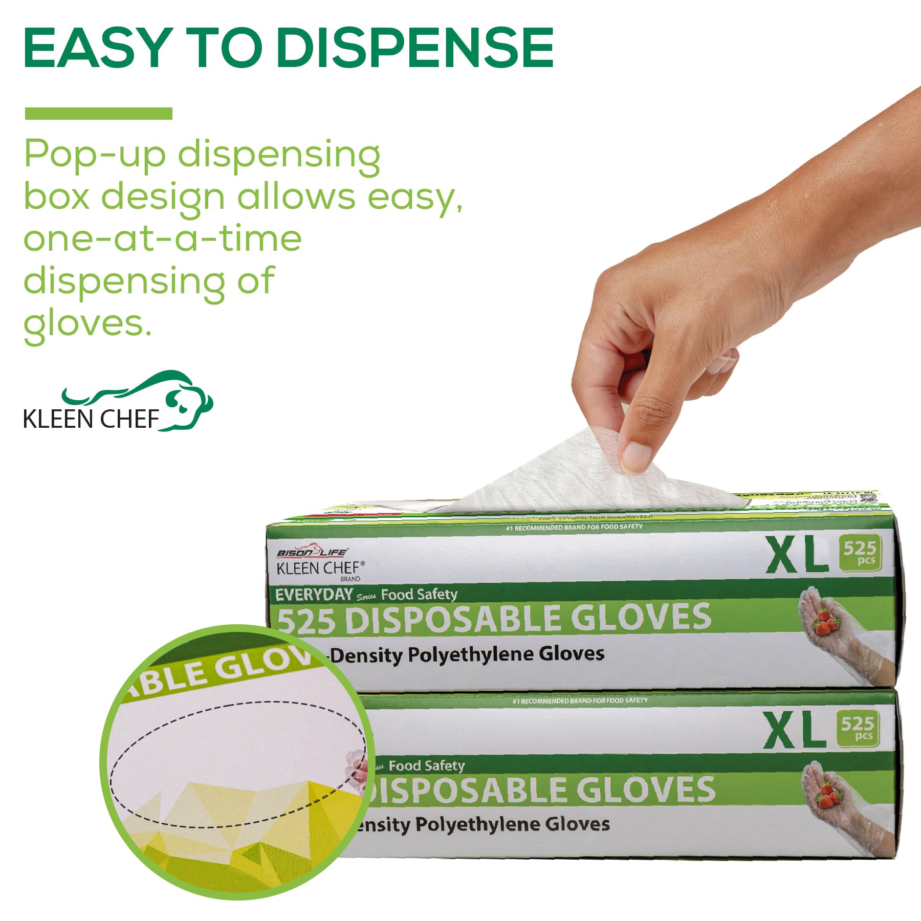 KLEEN CHEF 1050 guanti usa e getta in plastica, taglia XL, trasparenti per la preparazione degli alimenti, per la cottura e la pulizia degli alimenti