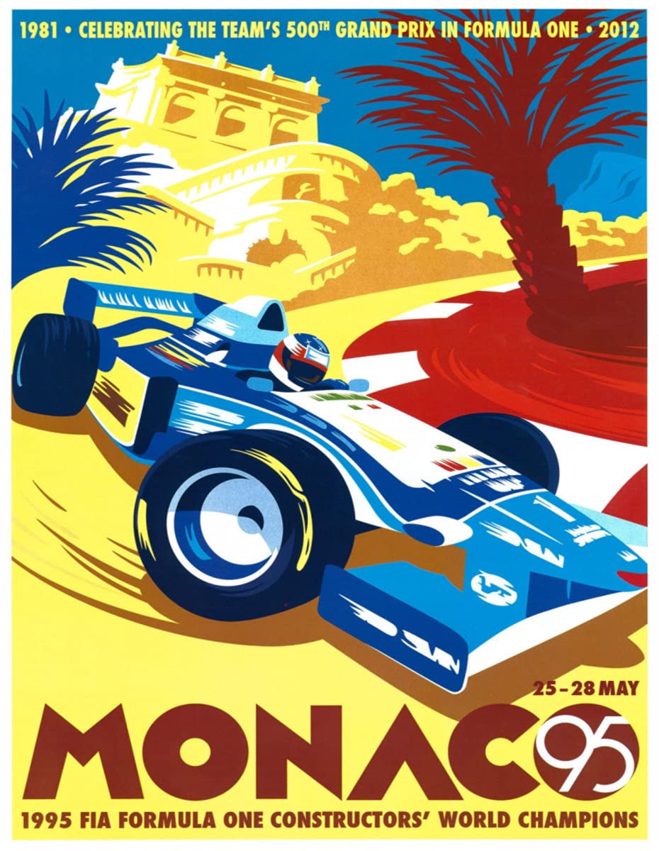 BigBazza Vintage Advertising Wall Tin Plaque 20x15cm - Pub Shed Bar Man Cave Home Bedroom Office Kitchen Gift Metal Sign - Monaco 1981 Racing Car Driver Championship Grand Prix Formula One 1 inspired