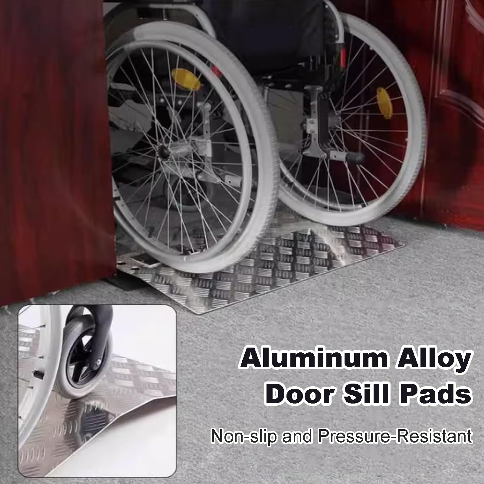Rampa dla Wózków Inwalidzkich Aluminiowa Progowa Typu Mostowego, Antypoślizgowa, o Udźwigu 600 Funtów, do Podjazdu, Chodnika, Garażu, Rampy Załadunkowej(78x70x8cm/30.7x27.6x3.1in)