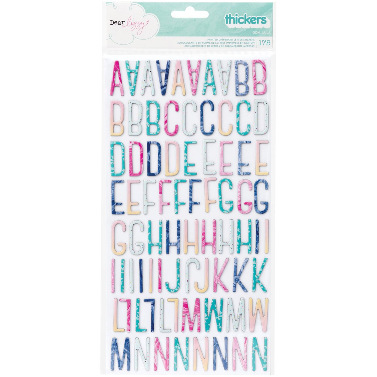 American Crafts Dear Lizzy Serendipity płyta wiórowa litera grubsza naklejka