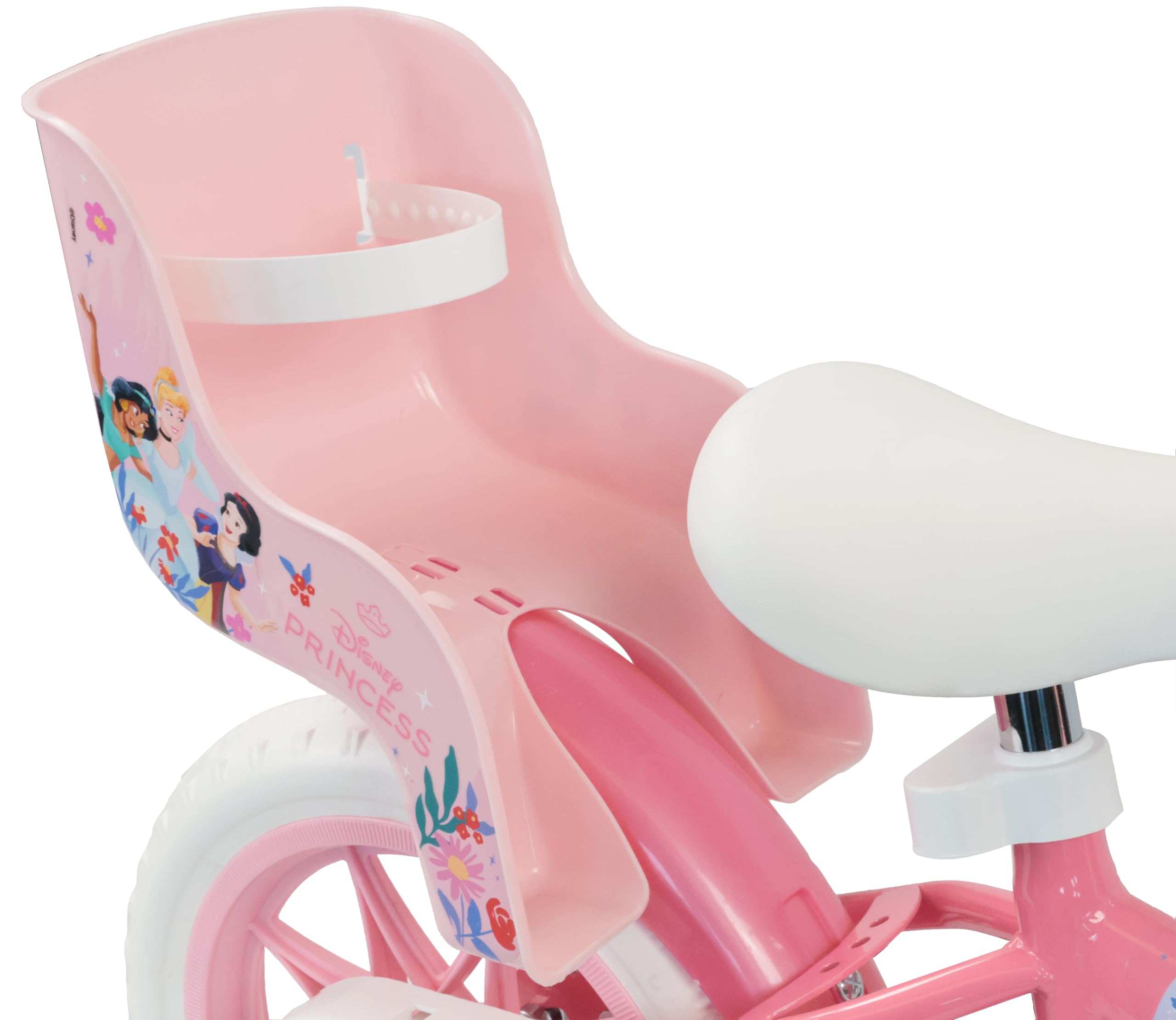 Denver Bike Bicicletta Bambina 12 Pollici Licensed Princess 2-4 Anni, Rotelle Removibili, Freno Anteriore Caliper, Telaio Acciaio, Ruote EVA Antiforatura, Trombetta e Portabambola