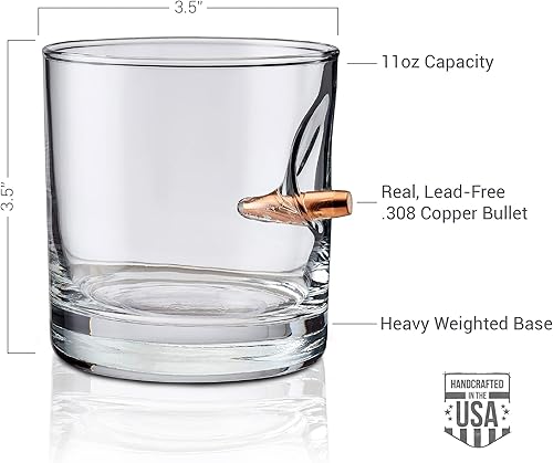 Miniatura 3 de The Original BenShot Bullet Rocks Glass with Real 308 Bullet - 11oz  Made in the USA
