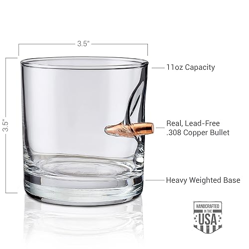 Miniatura 3 de BenShot Rocks Glass with Real .308 Bullet - 11oz  Made in the USA Set of 2