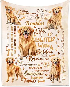 Golden Retriever Blanket, Golden Retriever Lovers Gift, Cute Soft Throw Gifts for Girls Boys Women, Cozy Flannel Throw Blankets for Bed Living Room, 60"x80"