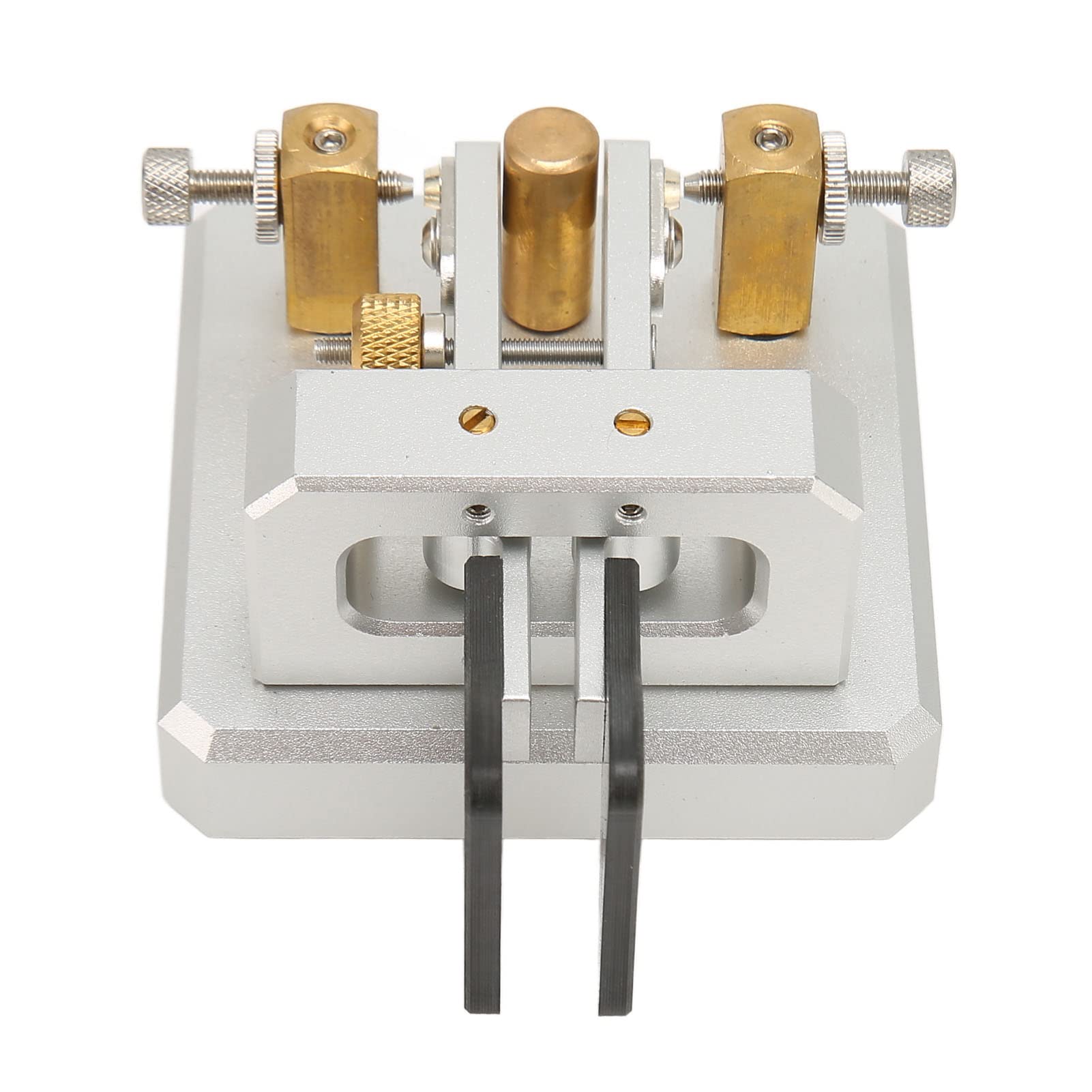 Lazmin112 Chiave con codice Morse a doppia paletta Custodia in acciaio inossidabile portatile per radio HAM Camping SOTA LOTA (Argento)