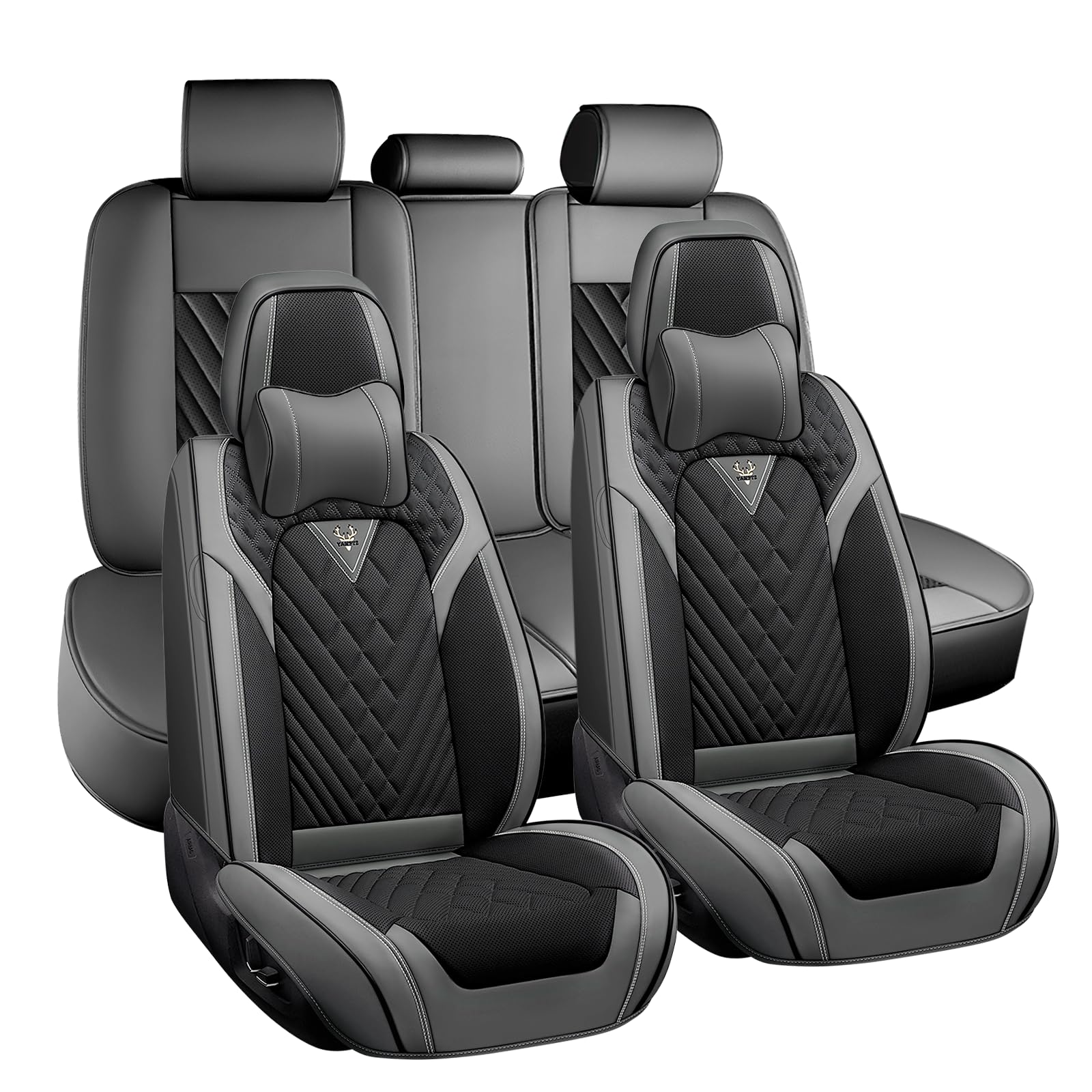 for Cadillac Escalade Car Seat Covers Full Set,Leather Seat Covers for Car,Lumbar Muscle Pain Healing Function,Waterproof Automobile Seat Protector