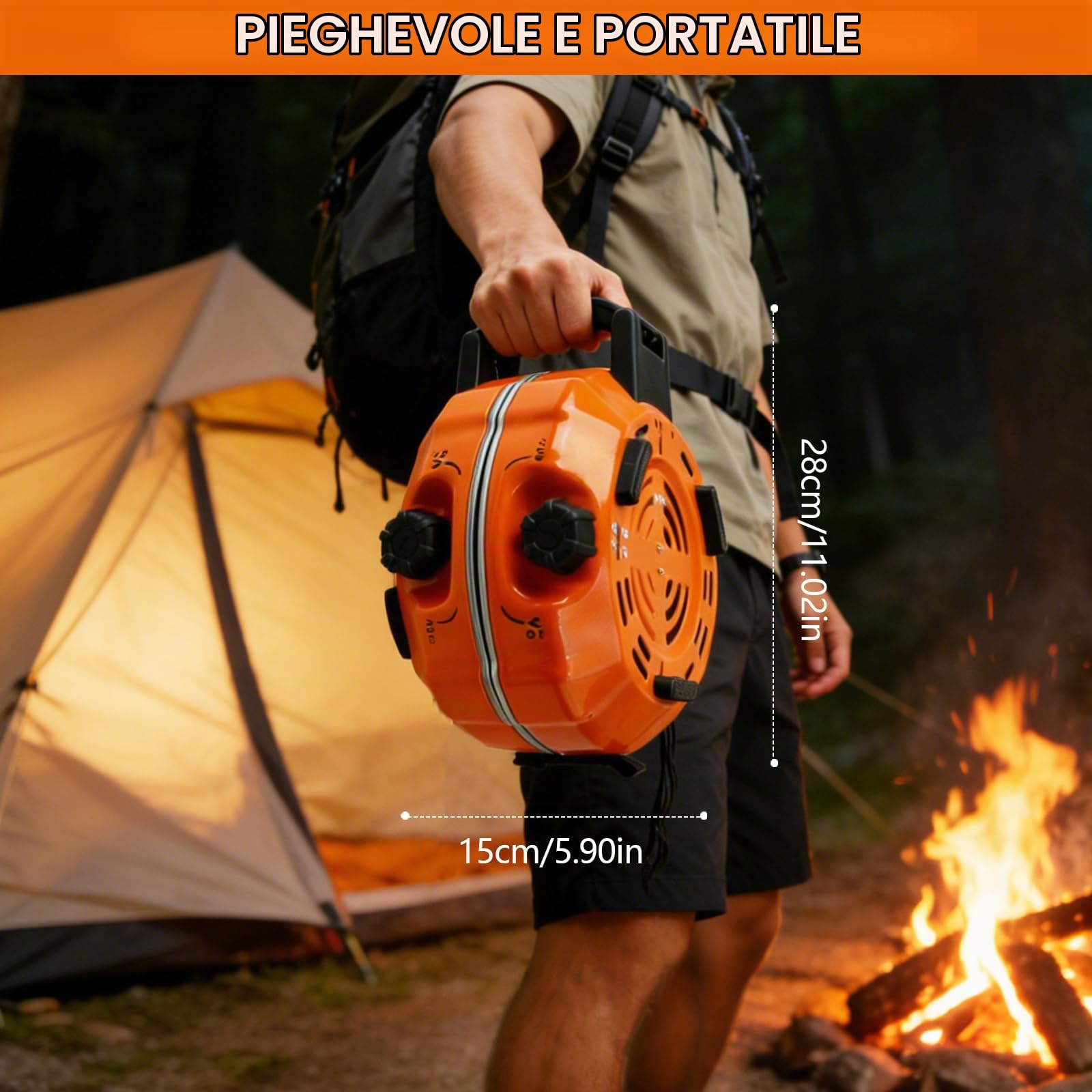 Fornello da Campeggio a 2 Fiamme, Collapsible Portatile Fornello da Gas a 2 Fuochi con Bruciatore Regolabile e Accensione Piezoelettrica per Campeggio, Escursionismo e Emergenze