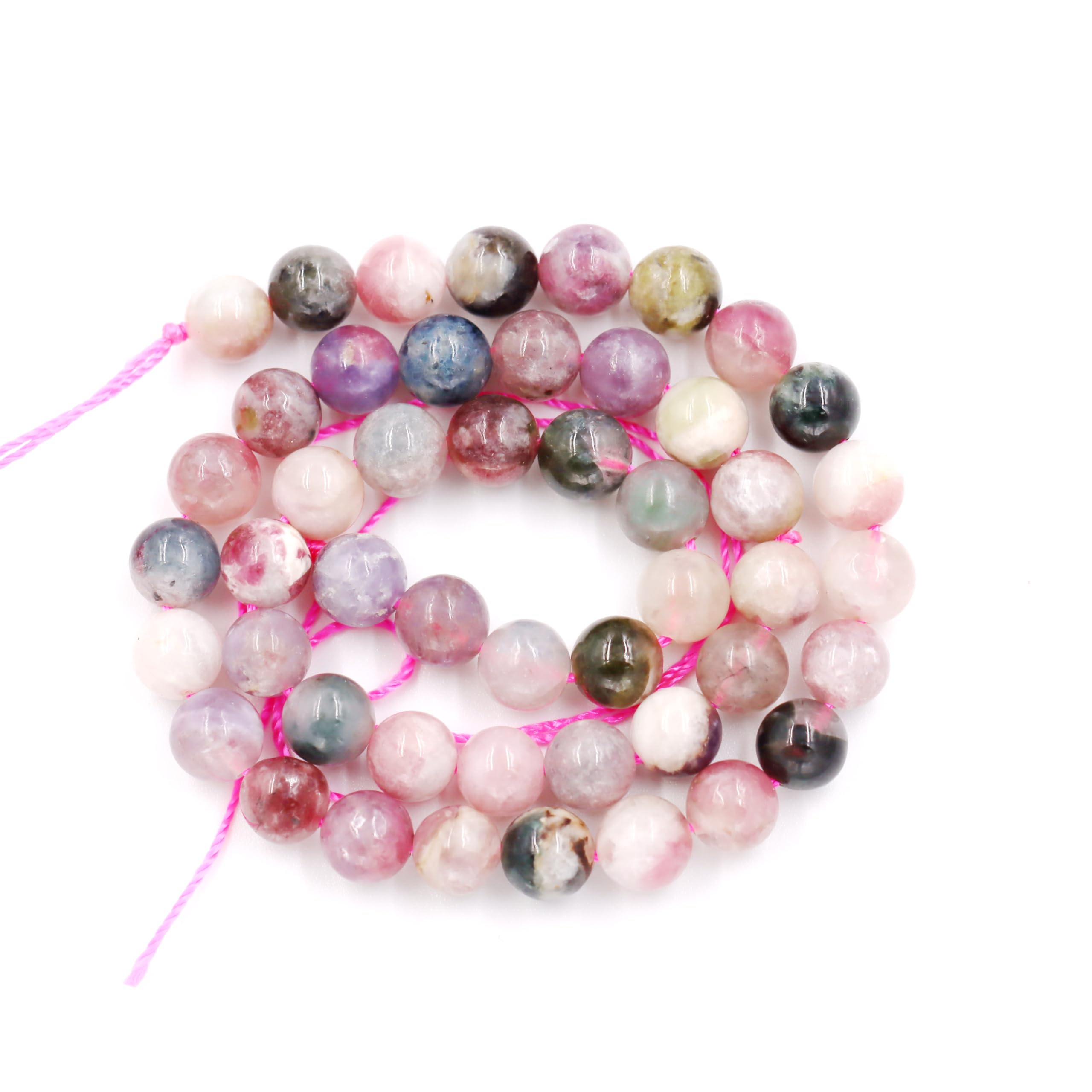 Malahill Natural Stone Beads For Jewelry Making - Plum Blossom Tourmaline, 10mm, 2 Strands With Stretch Cord - View #6