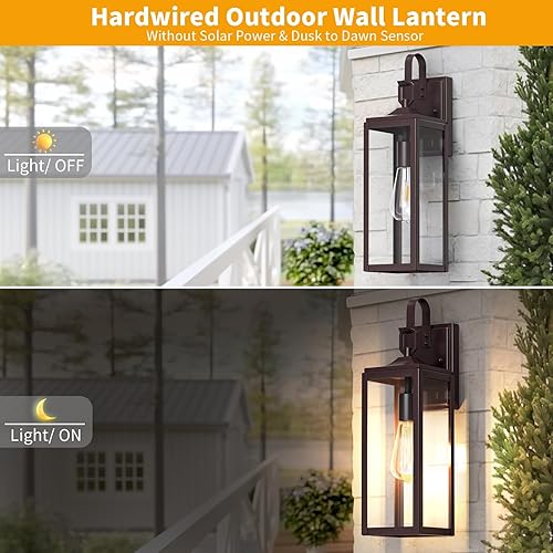 Miniatura 3 de Paquete de 2 luces de pared grandes de 18 pulgadas para exteriores, modernos accesorios de iluminación exterior marrón, apliques impermeables para