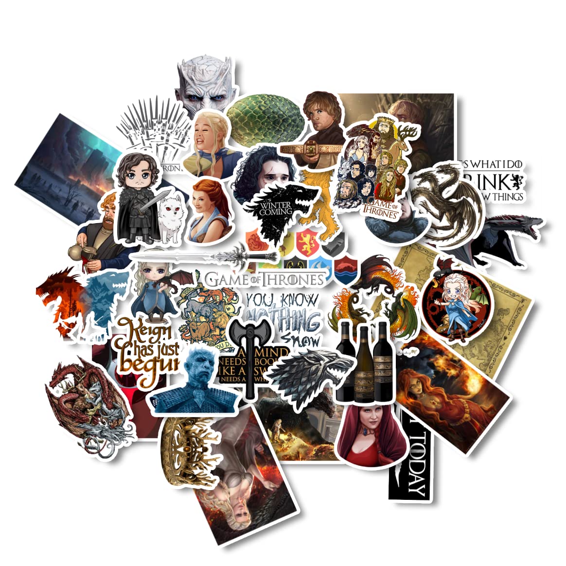 Game of Thrones Sticker Pack of 50 Perfect for Laptop Computer Car Water Bottle Travel Case Guitar Luggage Motorbikes (Hd Colors, Non Residue Removal, Waterproof) (B0BRQTCZTH) Amazon Price History, Amazon Price Tracker
