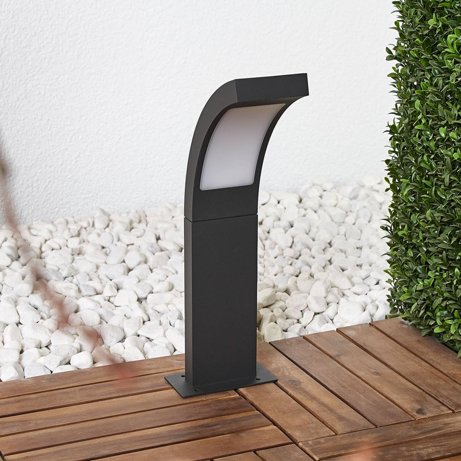 Lucande Paletto Luminoso LED Segnapassi in alluminio, Grigio Antracite Lampioncino da esterno moderno di design Faretto illuminazione aiuole sentieri ingresso e cancello giardino 40 cm IP54