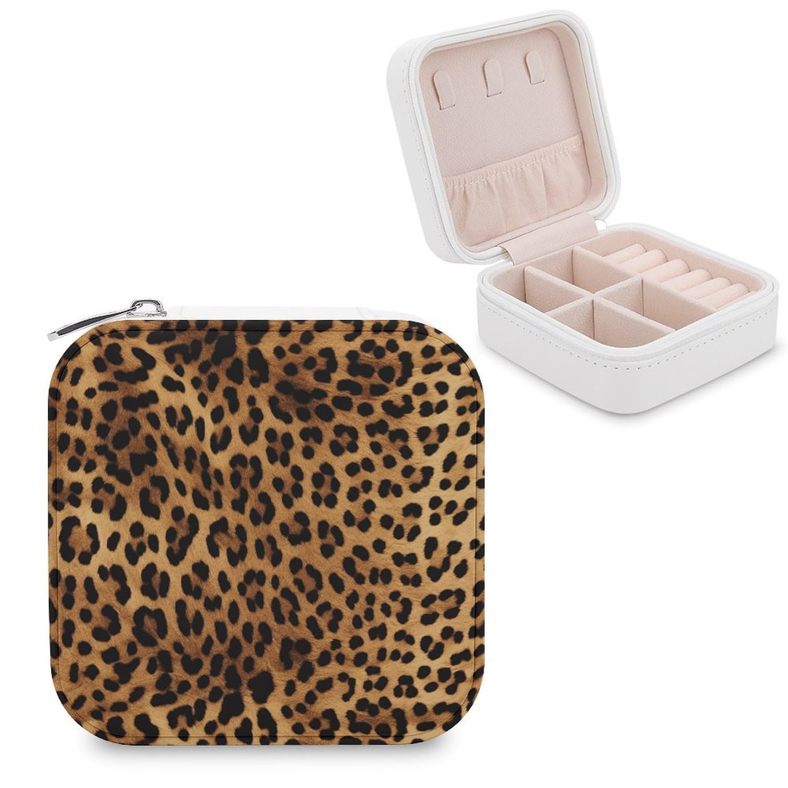 VstaDank Leopard Skin Jewelry Box Beautiful Portable Ring Boxes Cute Large-Capacity Jewelry Case Jewelry Organizer for Mothers Gifts for Earrings Rings Hand Bracelet