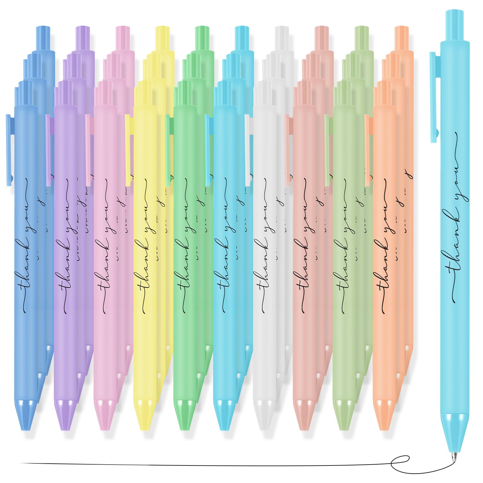 Dispowreath 50 Pcs Thank You Pens Bulk Multicolor Ballpoint Pens Thank You Gift for Men Women Employee Holiday Appreciation Gifts for Teacher Office