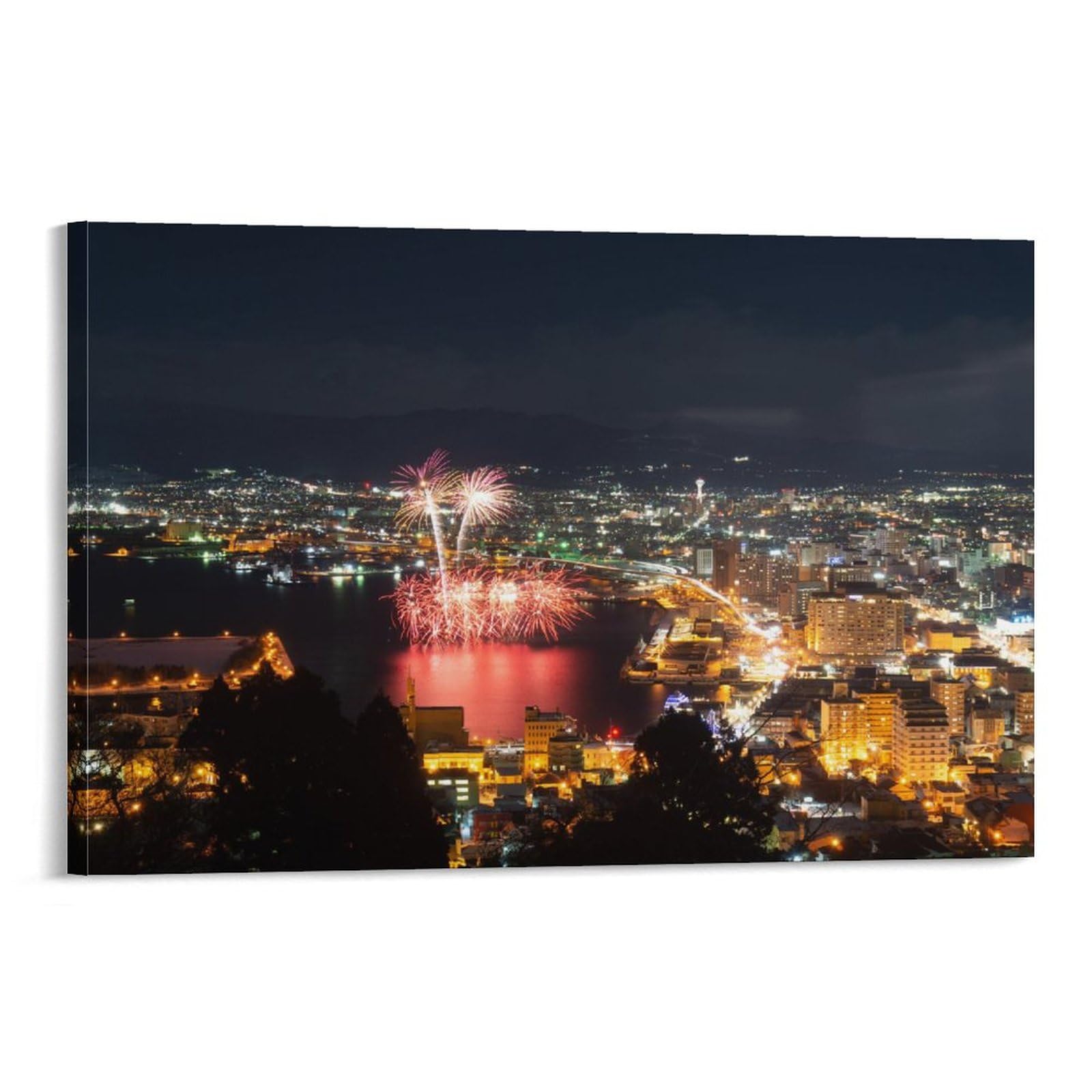 花火の夜景画 花火の夜景画