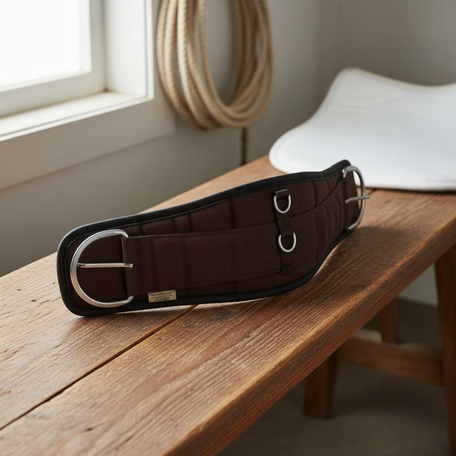 Western Saddle Girth Cinghia da Sella Occidentale Cinch Fascia da Equitazione Cintura da Sella Imbottita con Fibbie in Acciaio Inox Antiscivolo Comoda