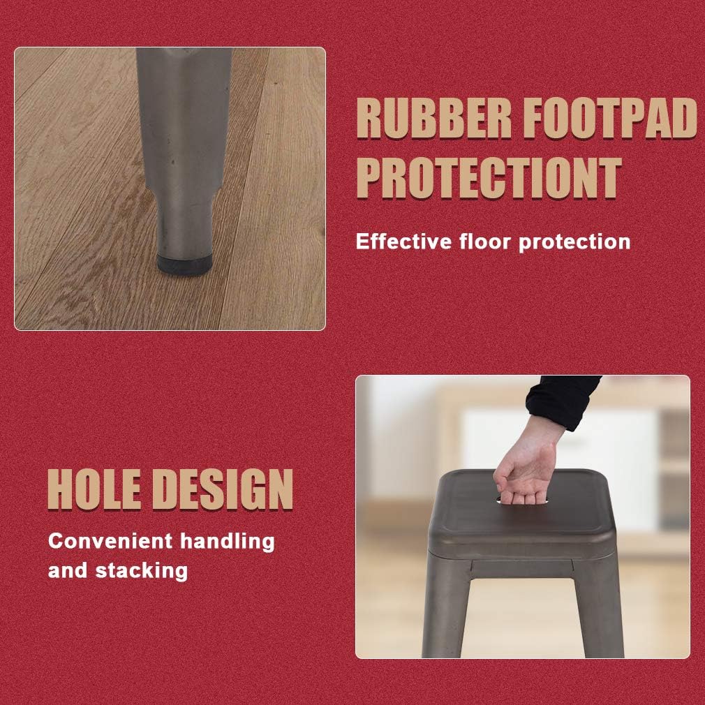 Metal Bar Stool Set of 4 Counter Height Barstool 30 Inches Industrial Bar Chairs Patio Stool Stackable Backless Kitchen Stool Indoor Outdoor Metal Bar Stool Kitchen Stools Restaurant Bar Chairs，Bronze