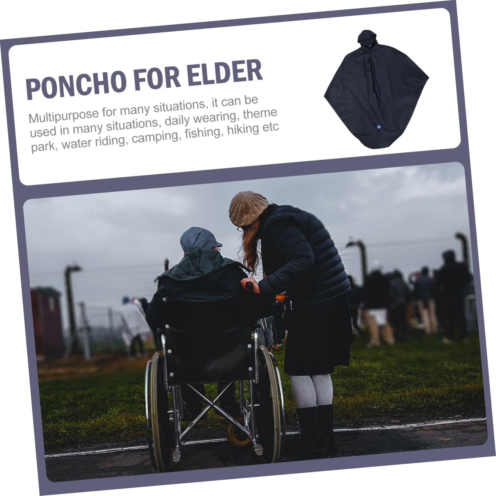 GALPADA Mantellina Antipioggia Per Bicicletta Con Cappuccio Poncho Windproof Per Attività Outdoor Blu