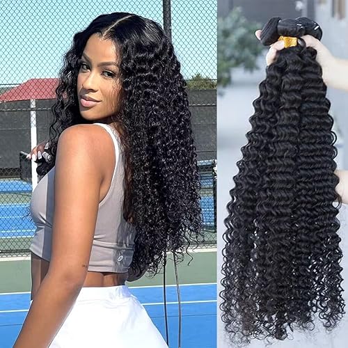 Extensiones de cabello humano virgen brasileño ondulado con cierre (12, 14, 16+10, parte libre) con cierre de encaje, 3 paquetes con cierre, trama