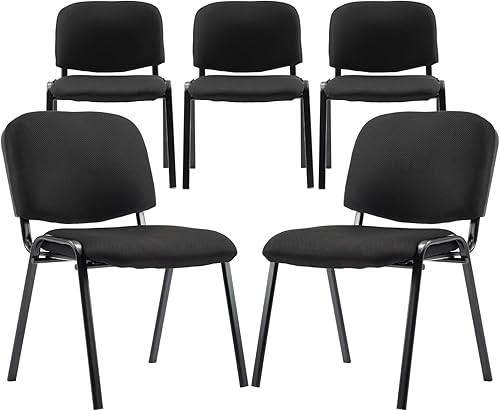 Shunzhi Juego de 5 sillas apilables para sala de conferencias, sillas de malla para invitados, sillas de recepción laterales para sala de descanso,