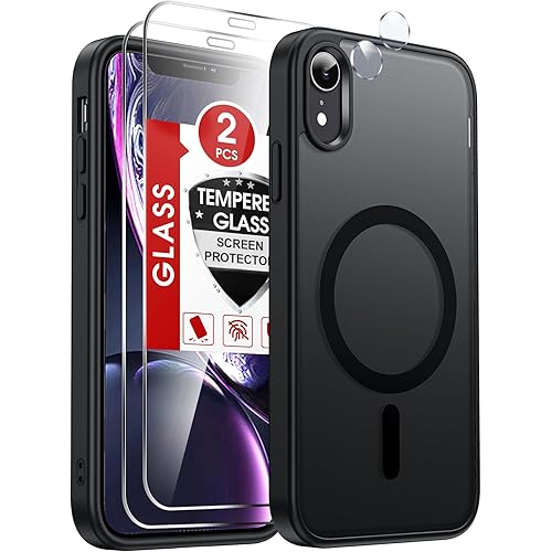 LeYi for iPhone-XR Phone Case: with Screen Protector X2 + Camera Cover X2 [ MagSafe Compatible] Magnetic Protective i iphoneXR Case' Slim Rugged Heavy Duty Girls Women Funda para 10XR, Black