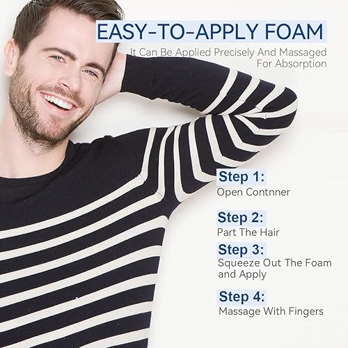 Miniatura 3 de 5% de espuma de minoxidil para hombres, 5% biotina y 5% mininoxidil uso para el crecimiento del cabello, ralentiza la pérdida de cabello y promueve