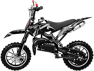 50cc Kids Dirt Bike, 2-Stroke Gas Powered Mini Motorcycle Up to 40MPH, Off-Road Dirt Bike for Kids 8-14 with Front Rear Disc Brakes, Double Shock Absorption (Black)