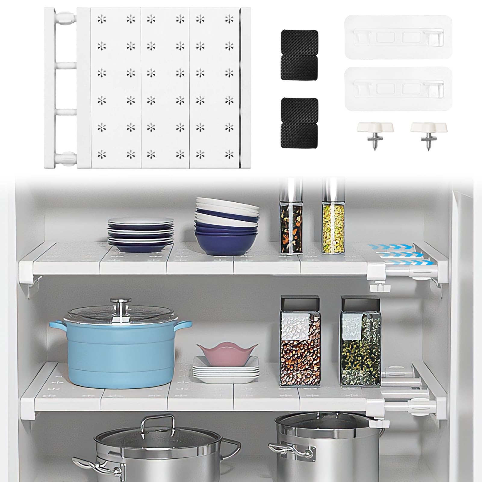 Séparateur d'étagères télescopiques extensible et modulable pour armoire