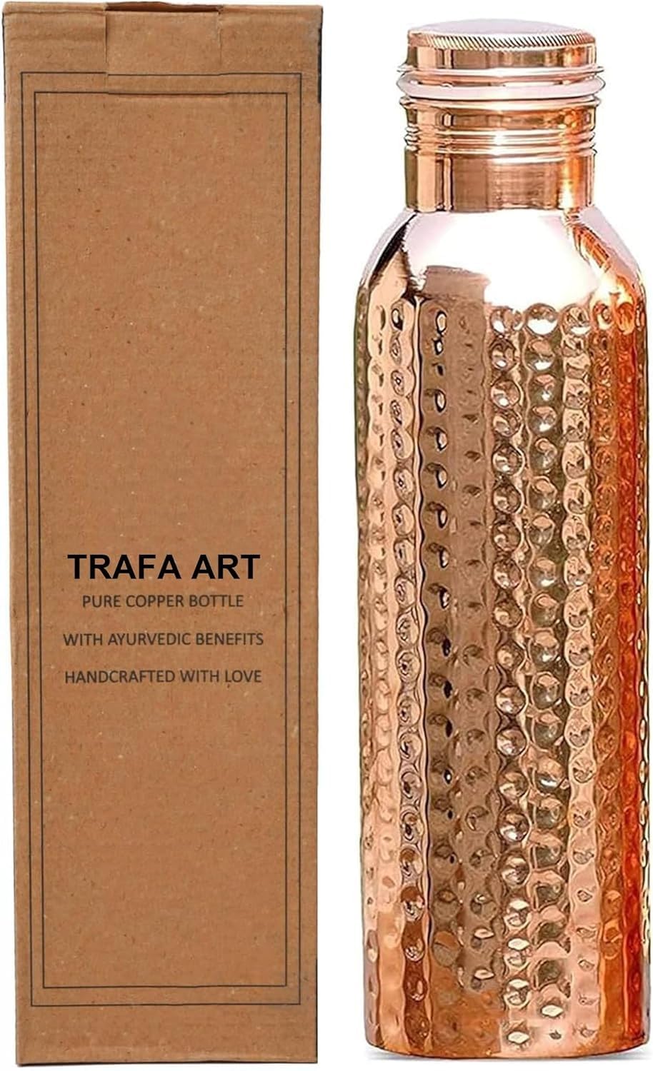 Paquete De 2 Botellas De Agua De Cobre Puro Martillado De 950 Ml (32 Oz/950 Ml) A Prueba De Fugas De Cobre Ayurvédico Para Deportes Yoga Viajes Y Uso Diario.