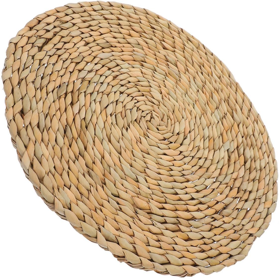 Yardwe Japanese Straw Cushion Round Floor Pillow for Adults Durable Woven Tatami Seat Mat Simple Stylish Design for Meditation Living Room Balcony Seating