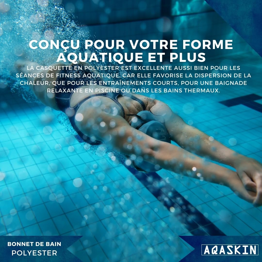 Bonnets de Bain Professionnels en Polyester Bicolore - 50 pièces - Bonnet de Bain Unisexe en Polyester, Bonnets d'aquagym pour Adultes et Adolescents.