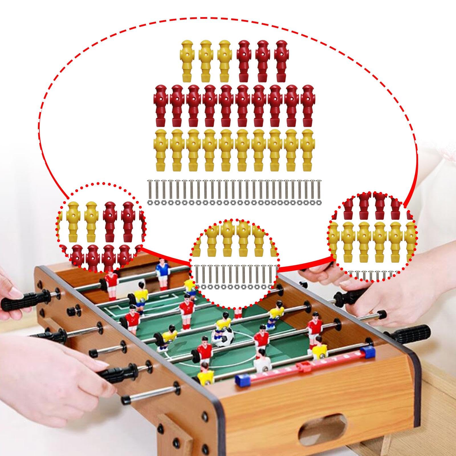QSTDGVPW 26 Pieces Table Soccer Men Players, Foosball Replacement Players, Football Machine Accessories, Red Yellow