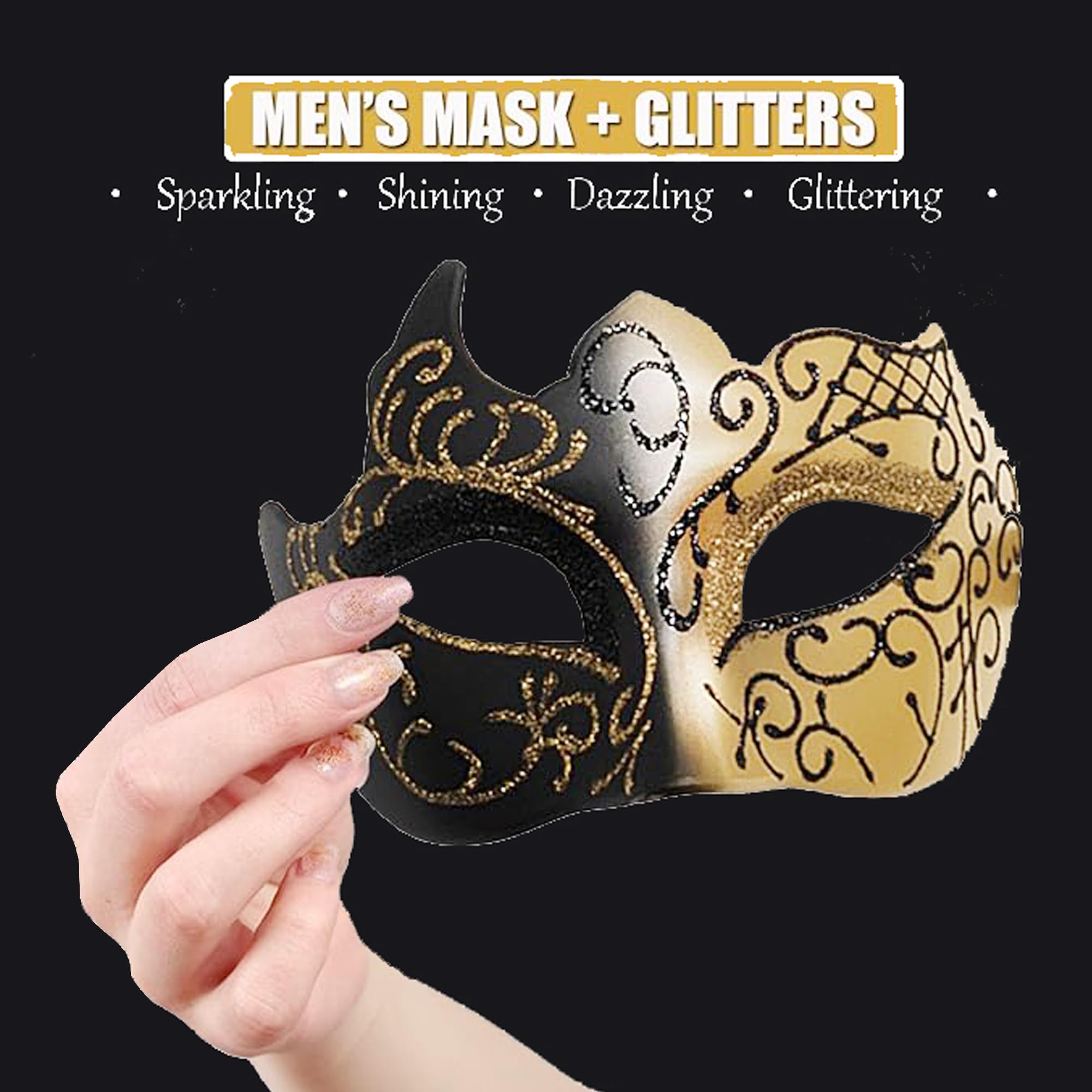 MZinge Masquerade Mask for Men Women Vintage Venetian Mardi Gras Halloween Christmas for Party Prom Ball Costume Mask (gold) - Image 4