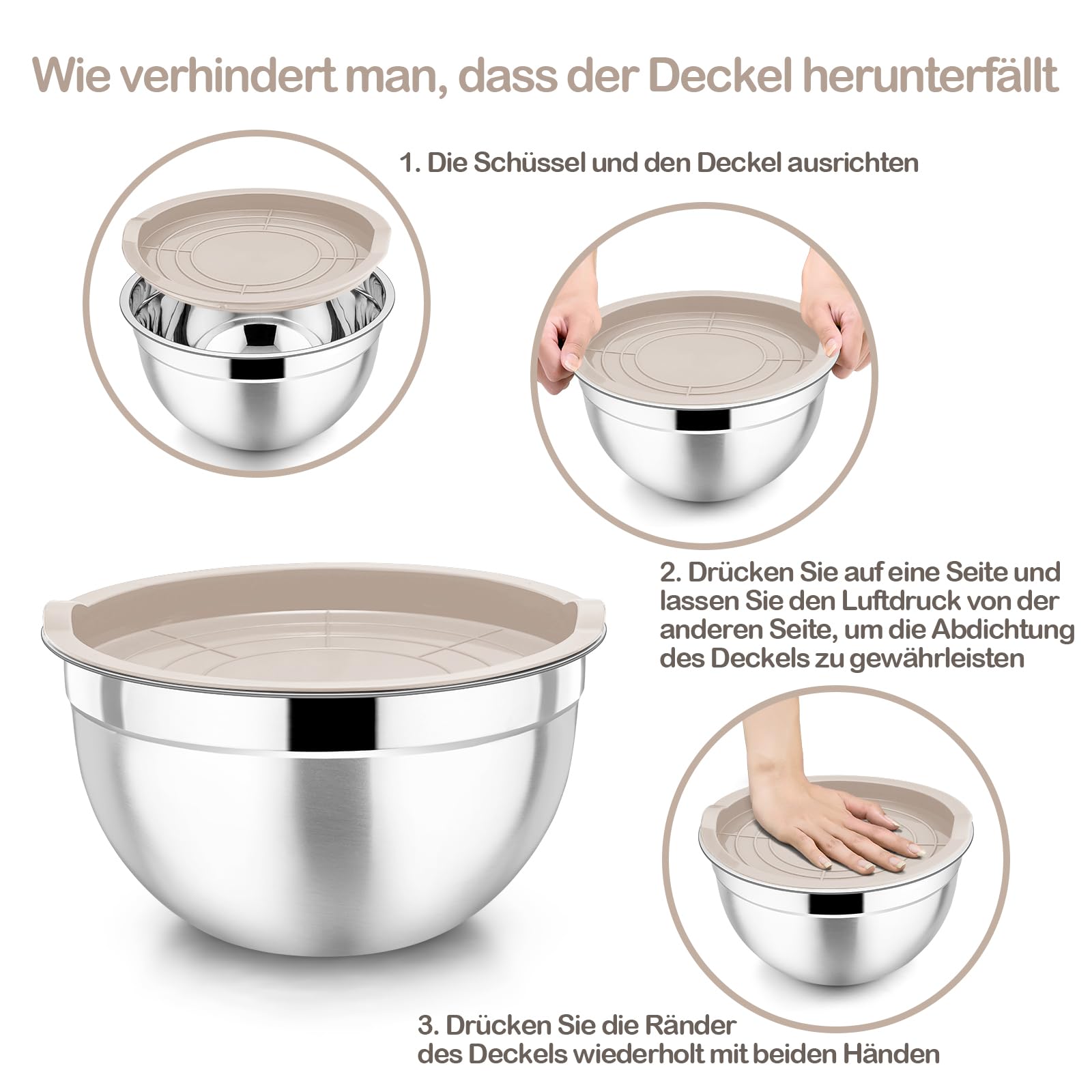 Homikit Set di 7 Ciotole in Acciaio Inox con Coperchio ermetico