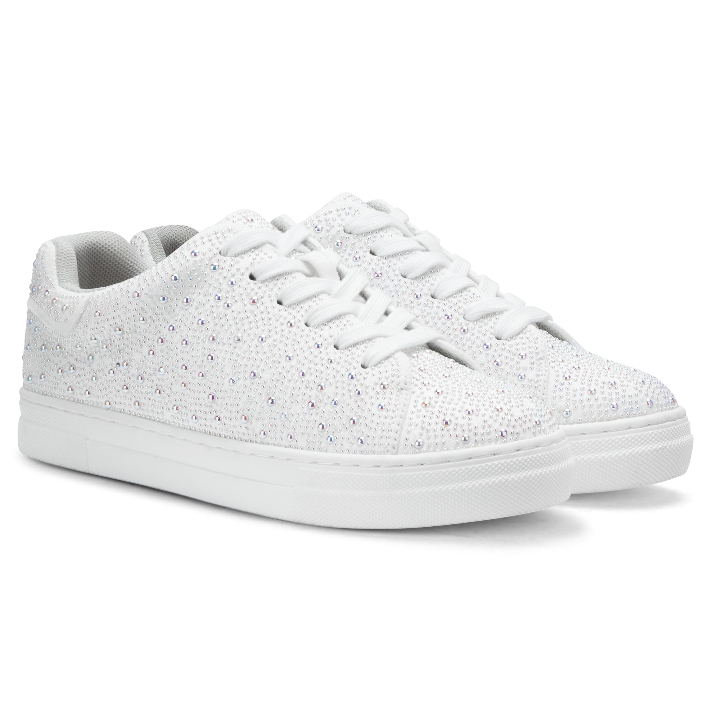 Women's Glitter Fashion Star Sneakers Low Top Platform Lace Up Comfortable Wedding Walking Shoes