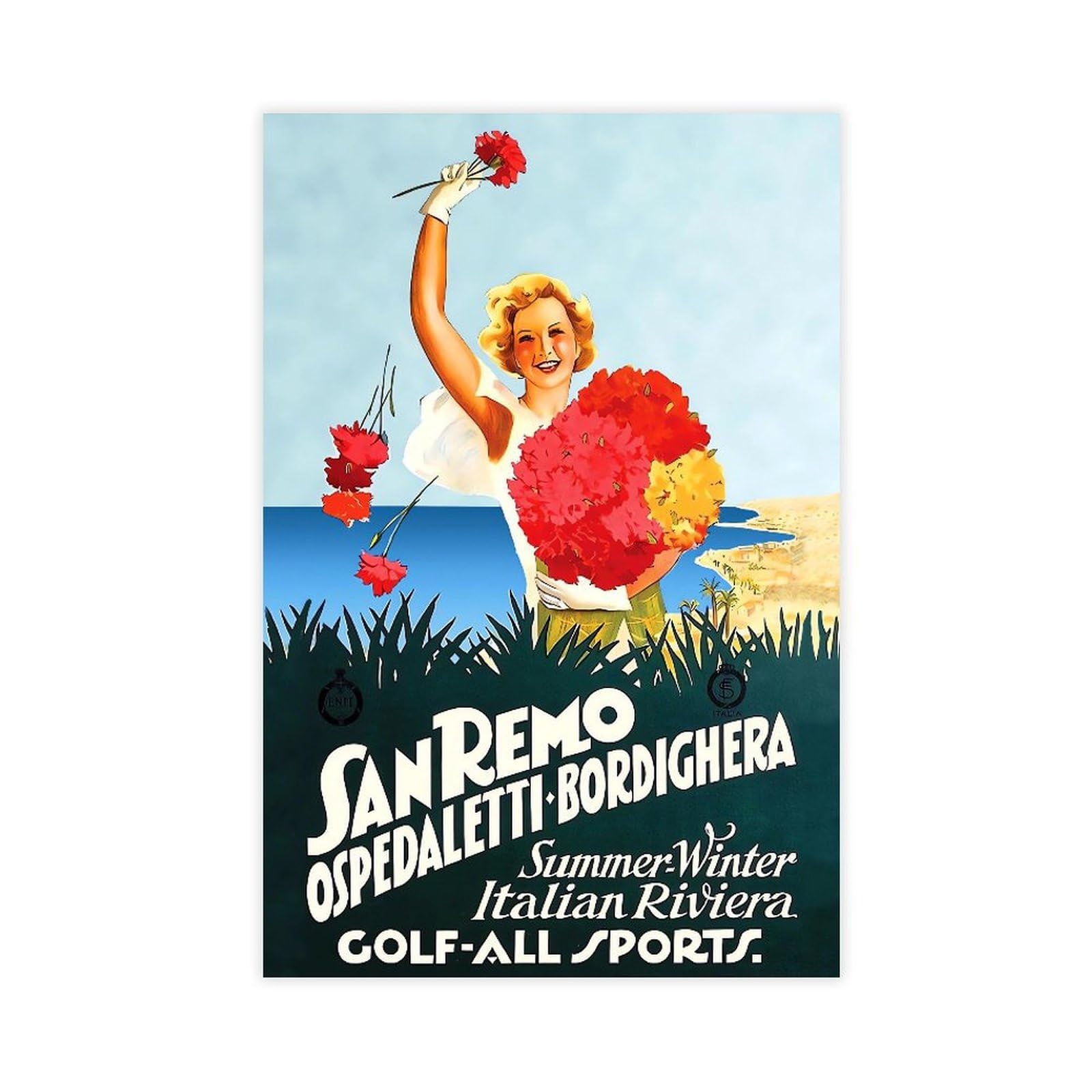 QNVJQKDSI Sanremo Travel Vintage Canvas Poster Bedroom Decor Landscape Office Room Decor Gift 20" L X 30" W