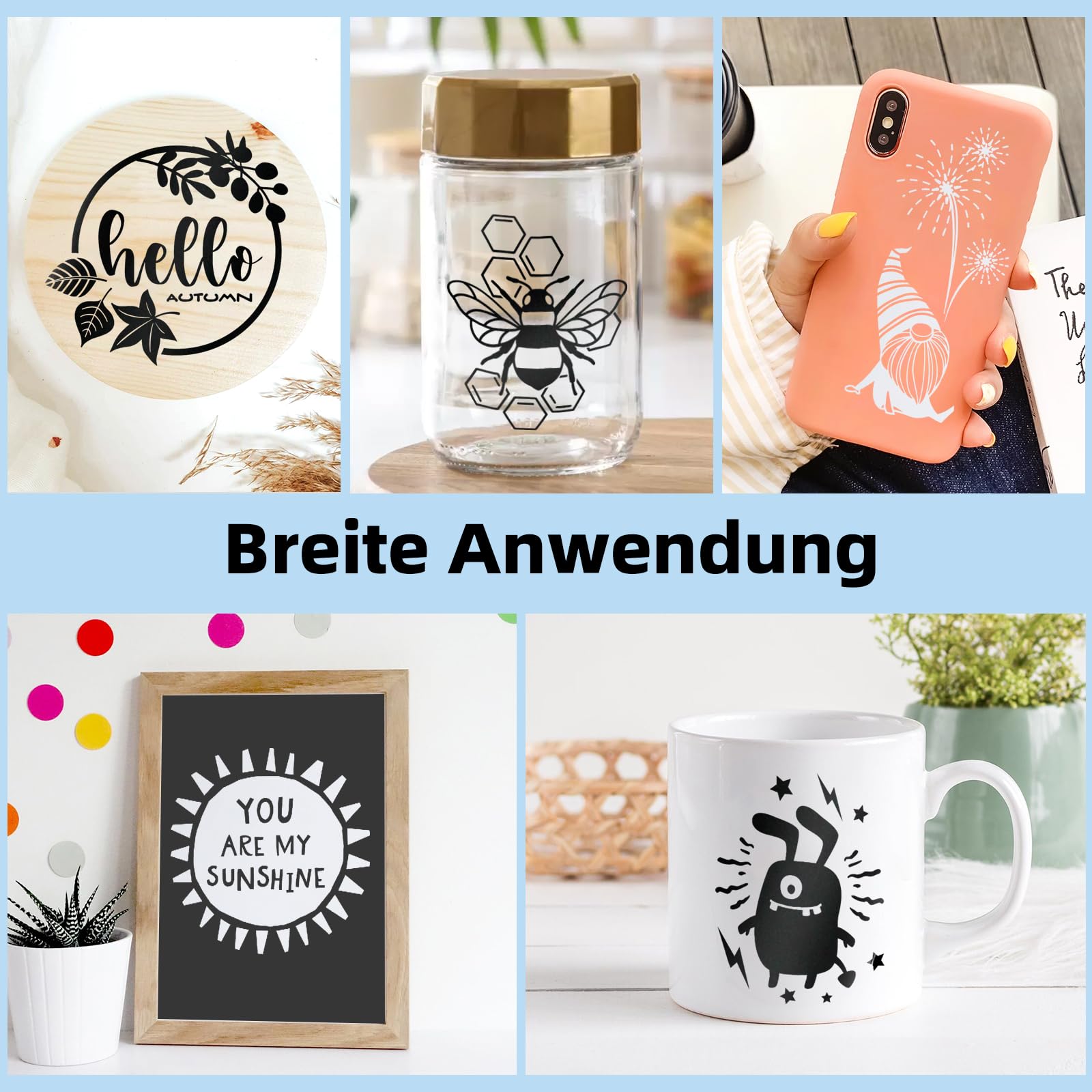 Set De Vinilo Adhesivo Para Plotter, 2 Rollos De 30,5x300 Cm (blanco Y Negro) + 1 Rollo De Papel Transfer | Ideal Para Manualidades, Tazas, Decoración De Fiestas Y Regalos Personalizados