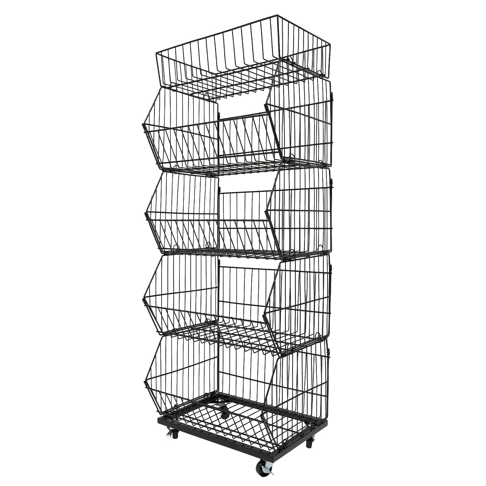 Fyssnn Black 5 Layer Retail Display Rack 48*45*140 Cm Snack Candy Display Organizer Supermarket Shelf Snack Rack Organizer Suitable For Displaying Fresh Fruits Vegetables And Snacks In Supermarkets (Black)
