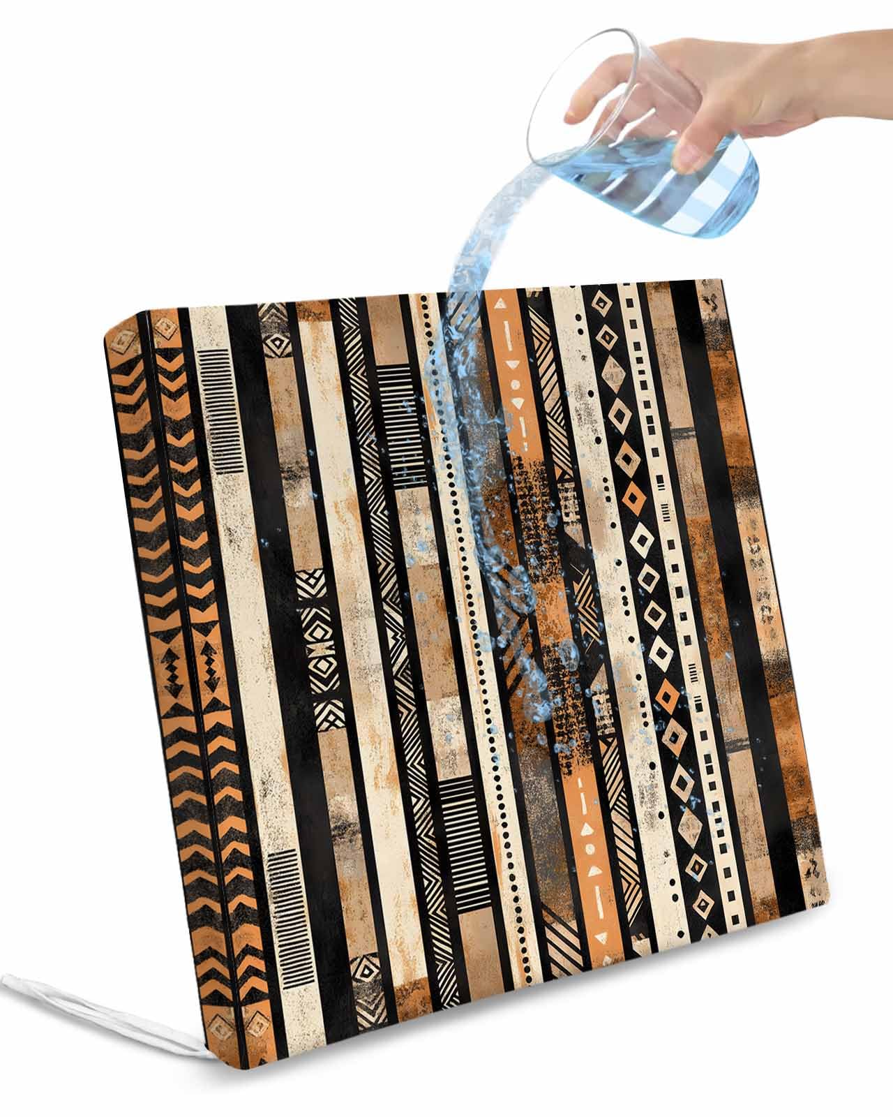 Hokiten Retro Boho Geometric Outdoor Cushion Chair Cover Set of 4 - Waterproof Couch Seat Covers, Abstract Southwestern Ethnic Patio Furniture Protector Cushions Slipcovers for Sofa/RV, 22