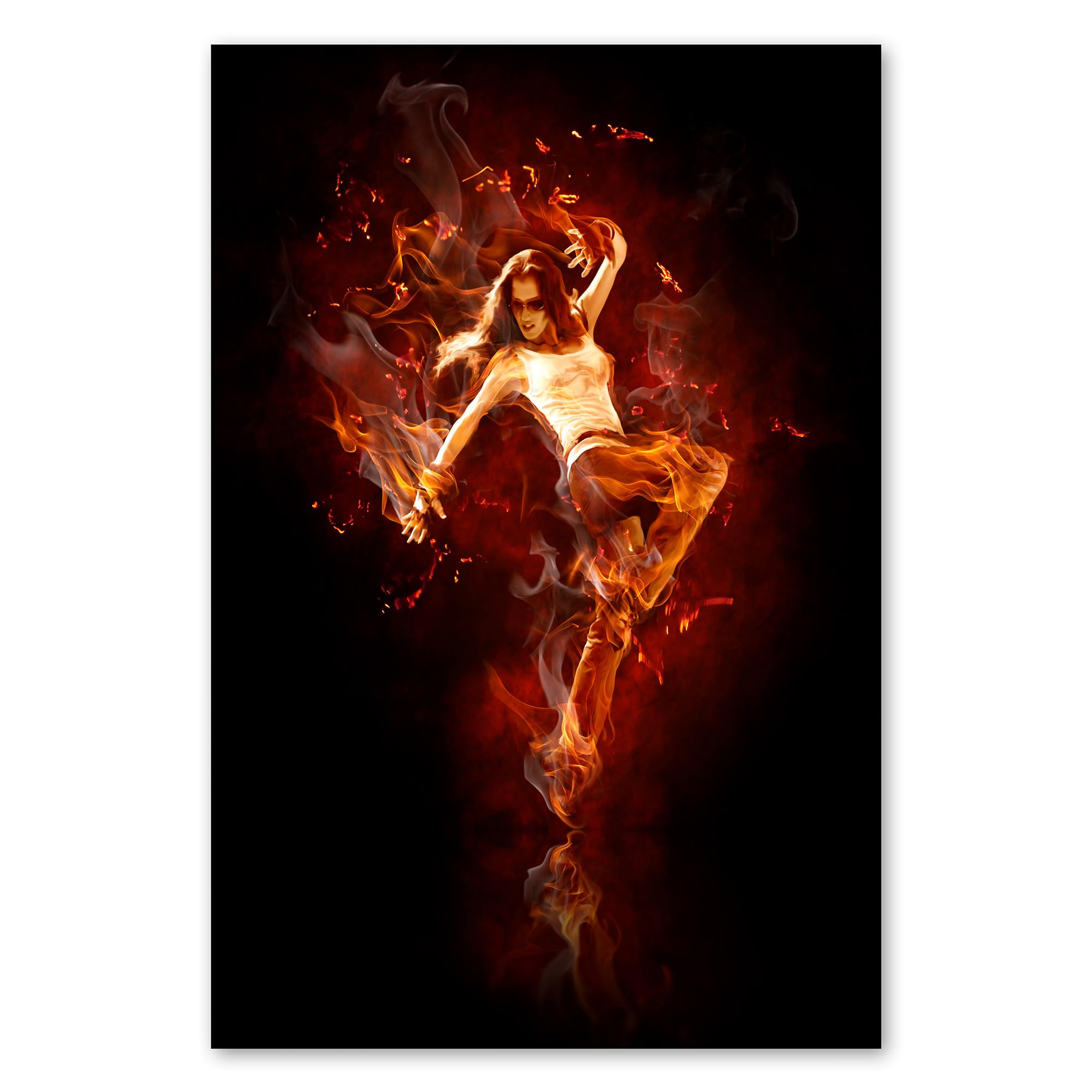 Postereck - 2917 - Hip hop, donna, danza, fuoco, fiamme, musica di strada - Decorazione da Parete, Stampa Fotografica, Ideen Regalo, Stampa d'Arte - Tela - 100,0 cm x 75,0 cm